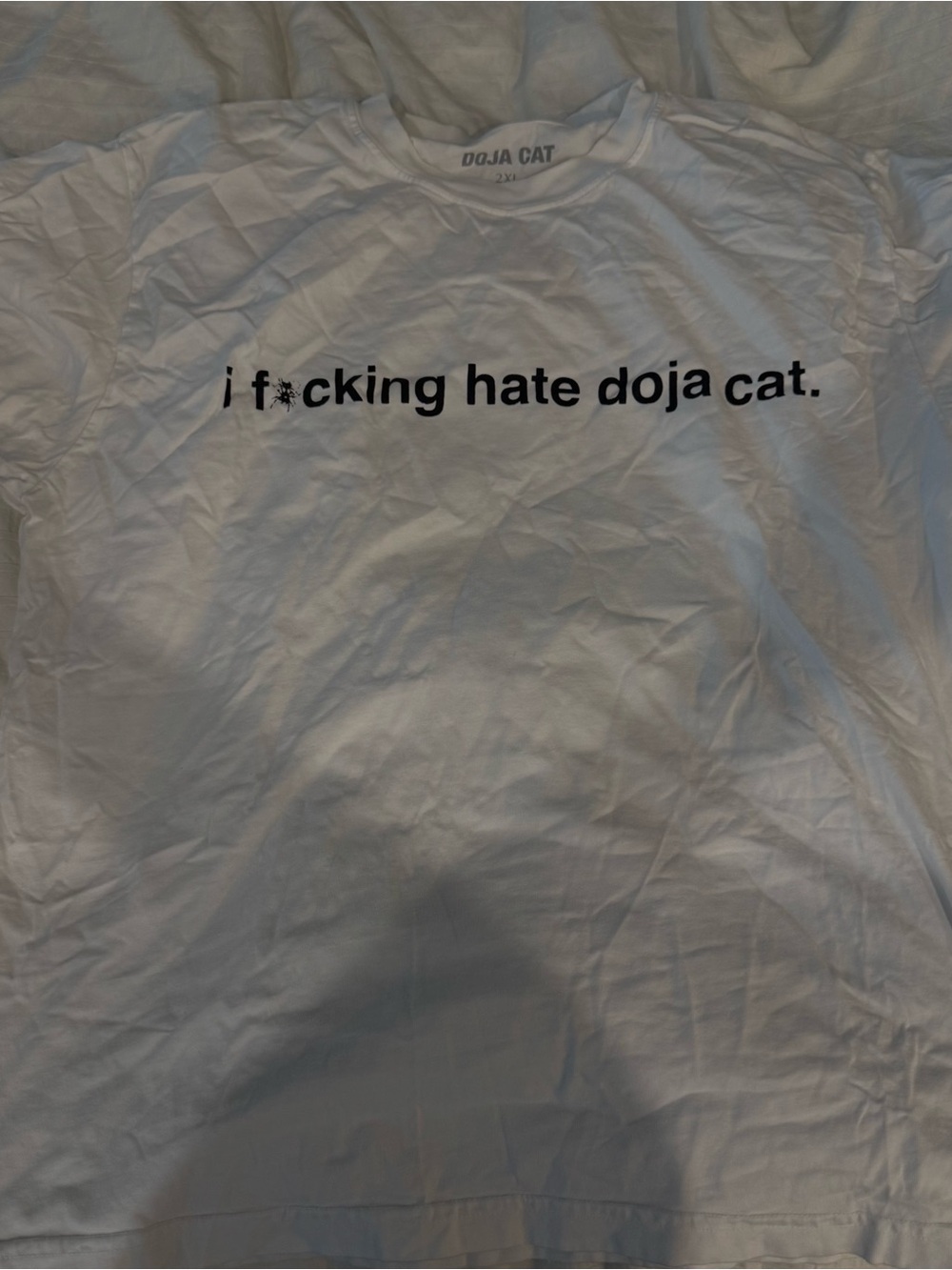 Doja Cat White Graphic Tee - "i f*cking hate doja cat."